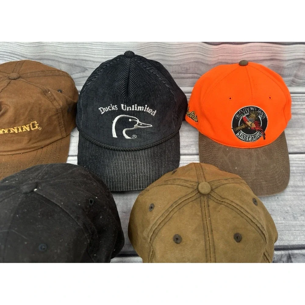 LOT OF 5 VINTAGE HUNTING HATS BALL CAPS‎ - BROWNING CABELA'S DUCKS UNLIMITED *2